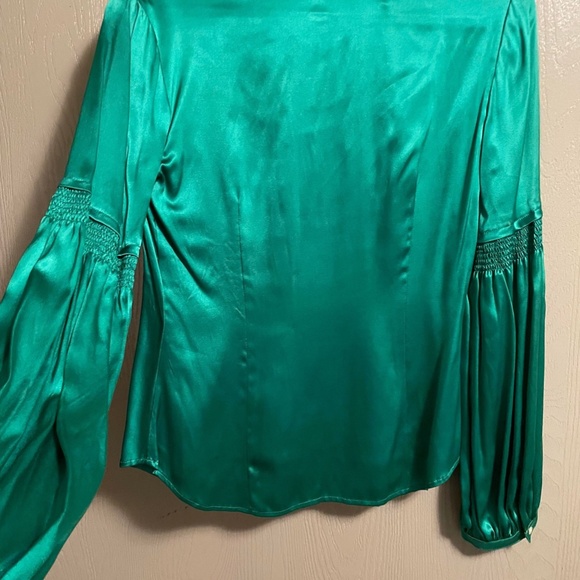 New S Express Design Studio 100% genuine Silk Satin Blouse Bubble Gathered Sleev - Picture 5 of 8